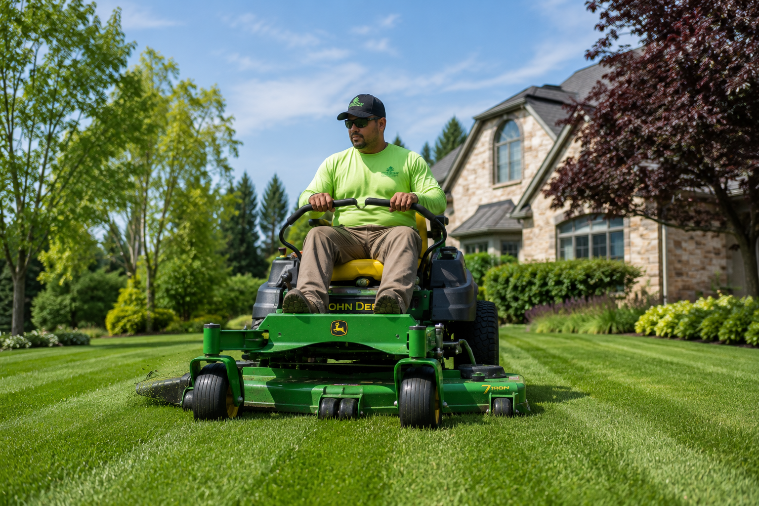 Lawn Care technician on the job